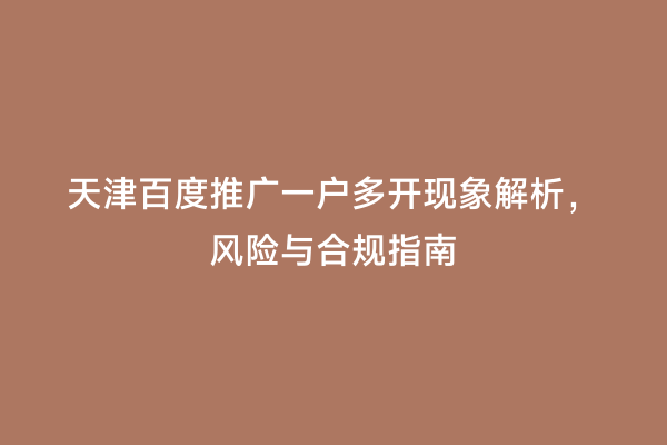 天津百度推广一户多开现象解析，风险与合规指南