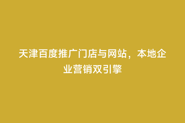 天津百度推广门店与网站，本地企业营销双引擎