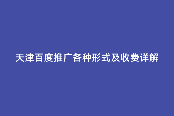 天津百度推广各种形式及收费详解