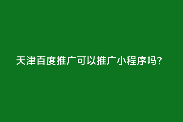 天津百度推广可以推广小程序吗？