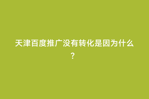 天津百度推广没有转化是因为什么？