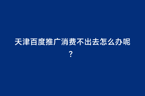 天津百度推广消费不出去怎么办呢？
