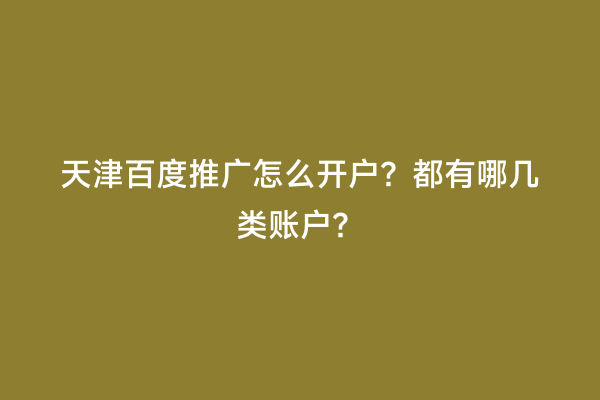 天津百度推广怎么开户？都有哪几类账户？