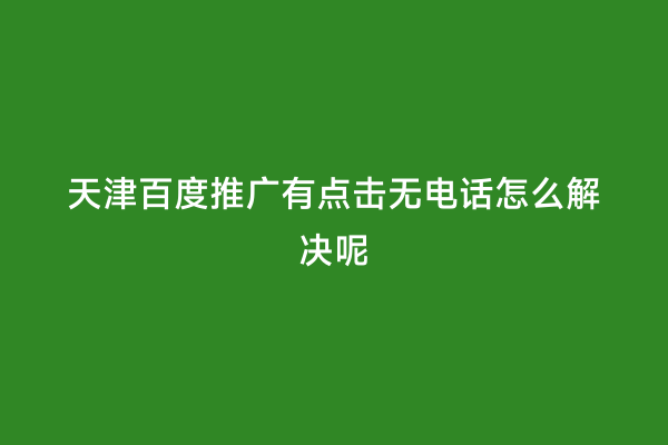 天津百度推广有点击无电话怎么解决呢