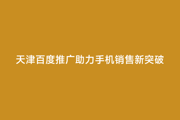 天津百度推广助力手机销售新突破