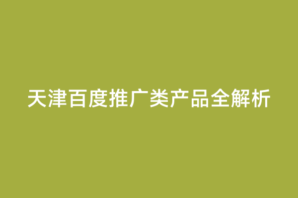 天津百度推广类产品全解析