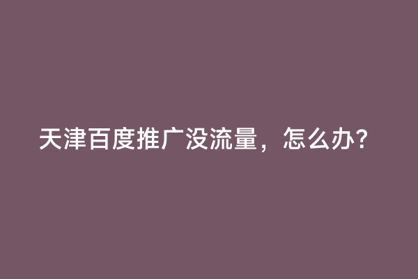 天津百度推广没流量，怎么办？