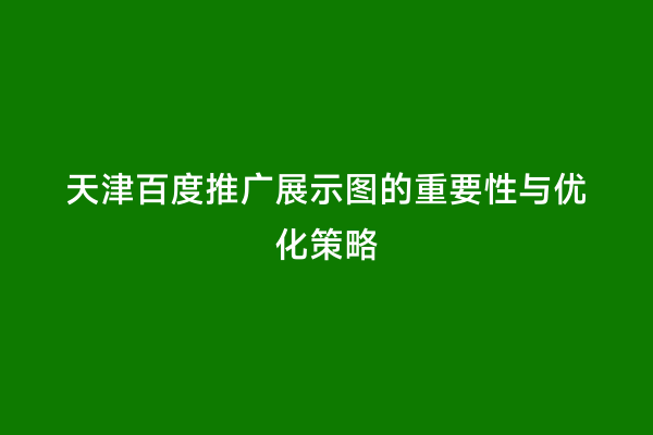 天津百度推广展示图的重要性与优化策略