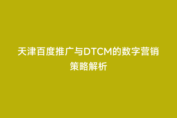 天津百度推广与DTCM的数字营销策略解析