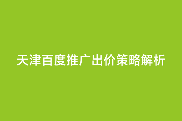 天津百度推广出价策略解析