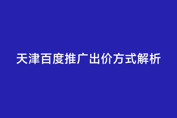 天津百度推广出价方式解析