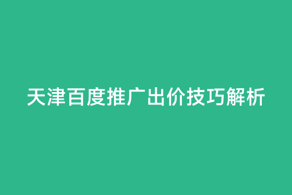 天津百度推广出价技巧解析
