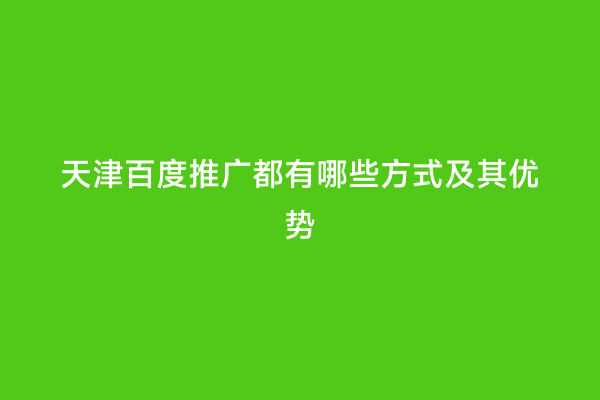 天津百度推广都有哪些方式及其优势