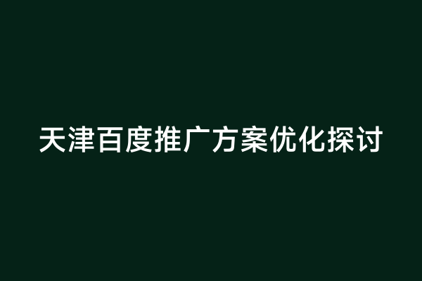 天津百度推广方案优化探讨