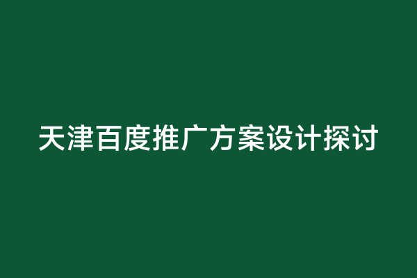 天津百度推广方案设计探讨