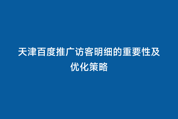 天津百度推广访客明细的重要性及优化策略