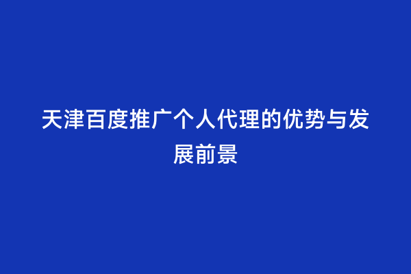 天津百度推广个人代理的优势与发展前景