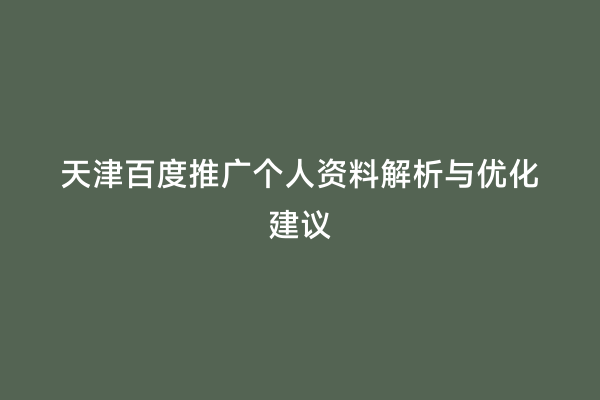 天津百度推广个人资料解析与优化建议