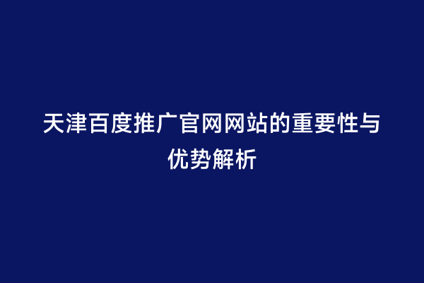 天津百度推广官网网站的重要性与优势解析