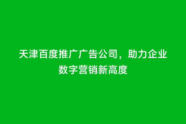 天津百度推广广告公司，助力企业数字营销新高度