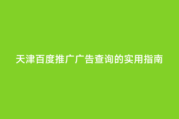 天津百度推广广告查询的实用指南