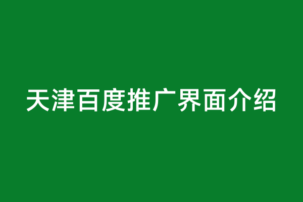 天津百度推广界面介绍