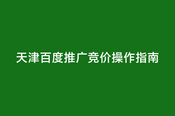天津百度推广竞价操作指南