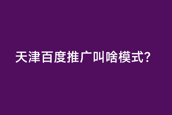 天津百度推广叫啥模式？
