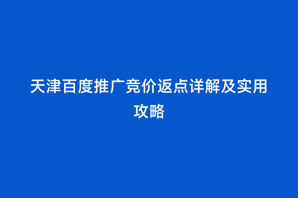 天津百度推广竞价返点详解及实用攻略
