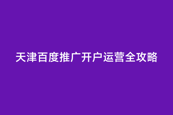 天津百度推广开户运营全攻略
