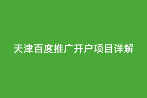 天津百度推广开户项目详解