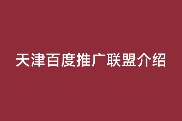 天津百度推广联盟介绍