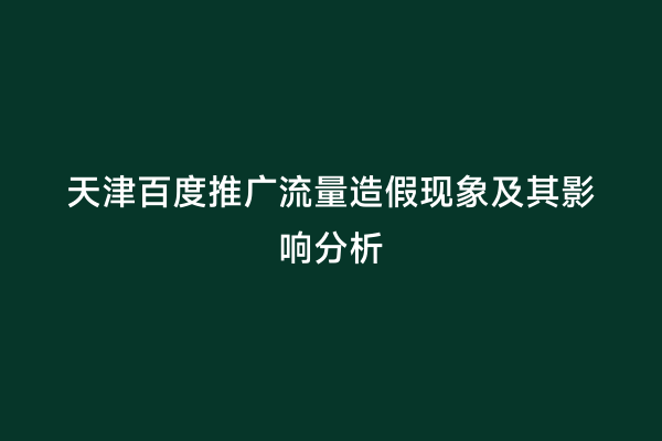 天津百度推广流量造假现象及其影响分析