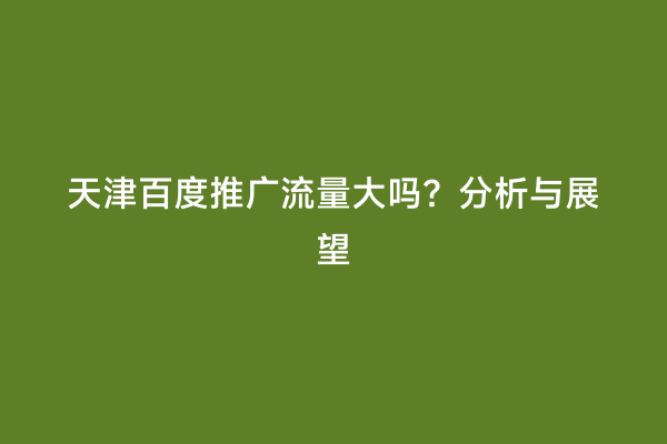 天津百度推广流量大吗？分析与展望