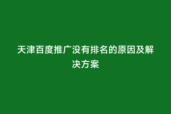 天津百度推广没有排名的原因及解决方案