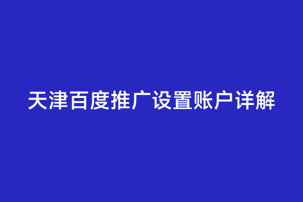天津百度推广设置账户详解