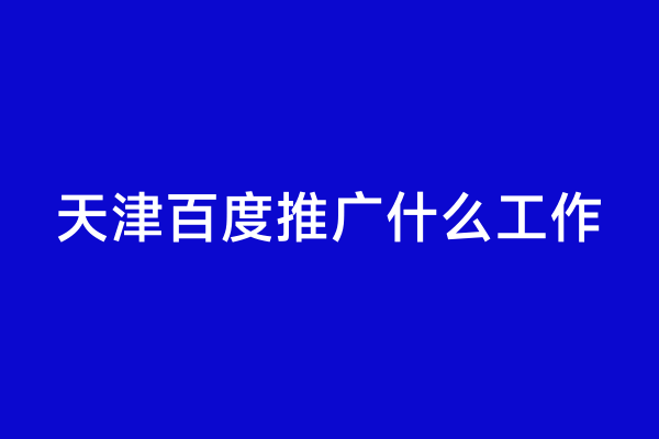 天津百度推广什么工作