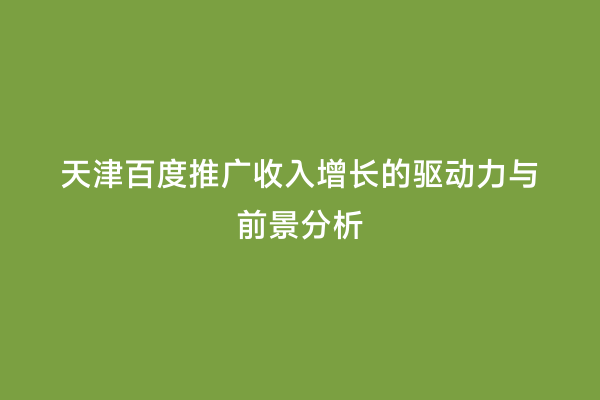 天津百度推广收入增长的驱动力与前景分析