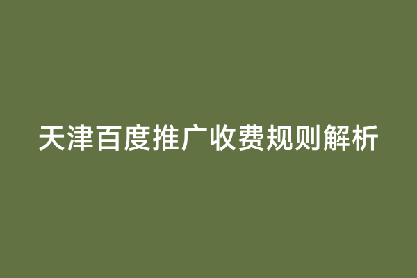 天津百度推广收费规则解析