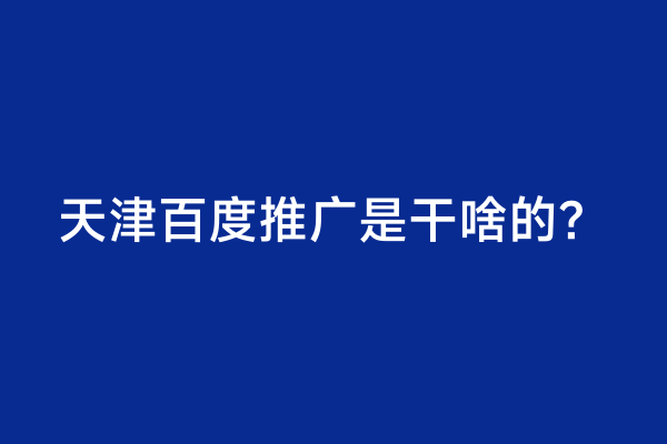 天津百度推广是干啥的？