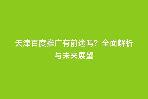 天津百度推广有前途吗？全面解析与未来展望