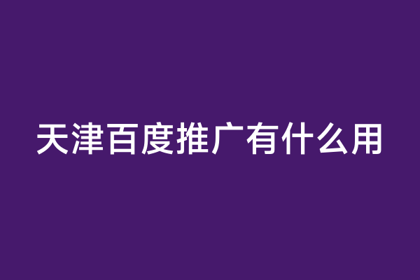 天津百度推广有什么用
