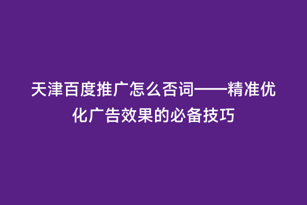 天津百度推广怎么否词——精准优化广告效果的必备技巧