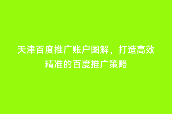 天津百度推广账户图解，打造高效精准的百度推广策略