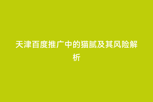 天津百度推广中的猫腻及其风险解析