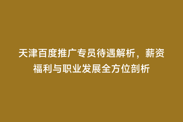 天津百度推广专员待遇解析，薪资福利与职业发展全方位剖析