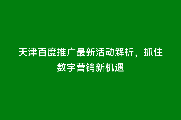 天津百度推广最新活动解析，抓住数字营销新机遇