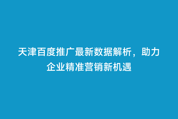 天津百度推广最新数据解析，助力企业精准营销新机遇