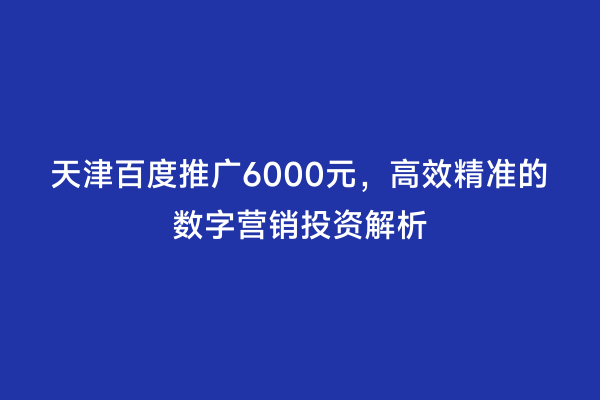 天津百度推广6000元，高效精准的数字营销投资解析