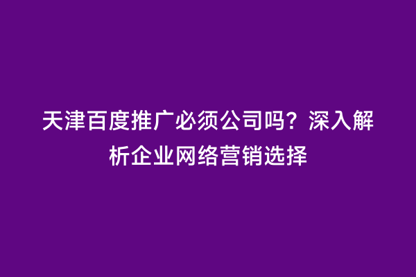 天津百度推广必须公司吗？深入解析企业网络营销选择